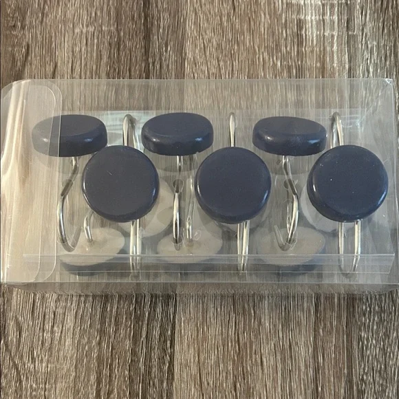 Dark Blue Shower Curtain Hooks - Picture 1 of 2